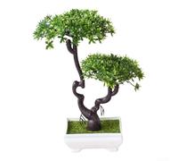 Bonsaï artificiel en pot pour bureau, décoration d'intérieur, bonsaï réaliste en soie, pas besoin d'eau, petite plante décorative de 27 cm de haut, multicolore (vert)