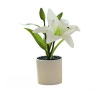 Bonsaï artificiel en pot pour décoration intérieure, en plastique, convient pour les maisons, les bureaux, les restaurants, les magasins, les cours, les mariages et les fêtes (blanc)