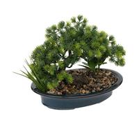Atmosphera Bonsaï artificiel Jiling en pot céramique & galet H26 cm Bleu