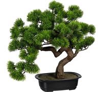 Bonsaï artificiel pin 40 cm dans une coupe en plastique noir - Arbre d'intérieur facile à entretenir