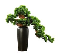 Bonsaï Artificiel, pin Artificiel accueillant, Simulation de bonsaï Podocarpus, décoration de Porche, Salon de thé Zen, décoration de réception, 23,6 × 14,1 Pouces, Fausse Plante décorative