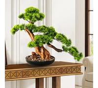 Bonsaï artificiel - Plante artificielle en pot de 43,2 cm pour décoration de bureau, décoration de bureau réaliste, décoration de jardin zen japonais