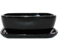 bonsai bol avec soucoupe Gr. 4 - Noir Anthracite - rectangulaire - Modèle gb5 - l 26cm - l 20cm - h 9cm