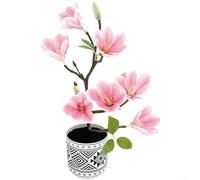 Bonsaï de magnolia artificiel avec 7 fleurs réalistes | Plante artificielle réaliste en pot pour décoration de maison et de bureau | Arrangement floral en plastique nécessitant peu d'entretien | 28 x