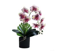 Bonsaï d'orchidée artificielle avec récipient en plastique pour une utilisation en intérieur apporte un look floral élégant à n'importe quel espace sans tracas d'entretien (violet)