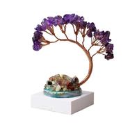 Bonsaï en cristal Arbre de cristal Cristaux Reiki naturels et pierres guérison, perles précieuses chakra, décoration bureau Ornement d'arbre spirituel Décor d'arbre de pierres précieuses(Purple)