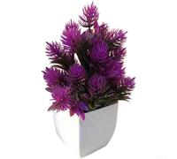 Bonsaï en plastique léger pour décoration d'intérieur avec contour réaliste de pin conçu pour placer une table ou une étagère de petit espace (violet/rouge)