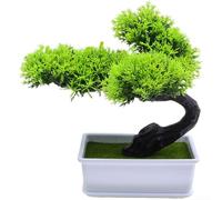 Bonsaï en plastique pour intérieur de table, étagère, bureau, salon, chambre à coucher, verdure naturelle (pin cyprès falaise)