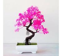 Bonsaï exquis en plastique pour décoration d'arbre pour la maison et le bureau - Longue durée et belle (rose)