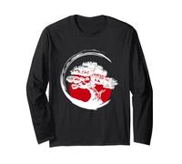 Bonsaï Japonais Enso Soleil Rouge Minimaliste Zen Art Design Manche Longue