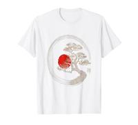 Bonsaï Japonais Soleil Art | Zen Tree Enso Circle Illustration T-Shirt Graphique avec Valeur, Homme, Blanc, L