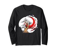 Bonsaï Japonais Zen Art Soleil Rouge Minimaliste Esthétique Manche Longue