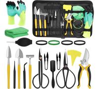 Bonsai Kit 25 Pieces Bonsai Tools Gardening Kit with Ligature Wire for Bonsai,Bonsai Scissors,Mini Rake and Shovel,Garden Pruners,Garden Gloves