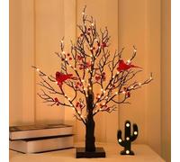 Bonsaï lumineux à piles avec lumières LED pour la maison, les vacances, le centre de table - Arbre de Noël avec baies pour centres de table - Décorations de Noël - Fête de vacances