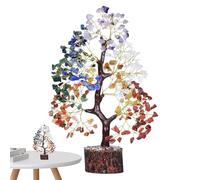 Bonsai Tree - Natural Calming Decoration with 7 Color Crystals | Handmade Colorful Gem Tree, Perfect for Home Indoor Outdoor Living Room Entryway Shelf Or Desk Display, 7.87inches Multicolor