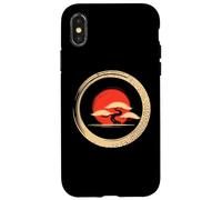 Bonsai Tree Samurai Art in Japanese Zen Buddhist Enso Circle Coque pour iPhone X/XS