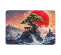 Bonsai Tree Under Red Moon Tapis 150 x 100 cm, Doux et Antidérapant | Ambiance d'hiver : Tapis de salon à poils courts, avec dos à points PVC antidérapants; pour petits espaces intérieurs