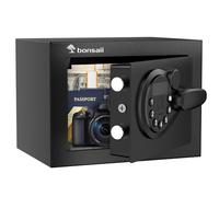Bonsaii Coffre-fort Mini 6.6L avec Affichage LED, Clavier Numérique et Clé - Coffre de Sécurité Compact en Acier avec USB de Secours pour Bureau, Maison et Hôtel