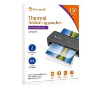 Bonsaii Pochette De Plastification A4, 80 microns, Lot de 100 Pièces, Finition Brillante, Transparentes, Compatible L418-C Plastifieuse(LP100-A4)