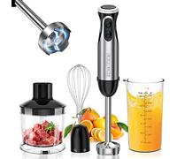 Bonsenkitchen Mixeur Plongeant, 4 en 1 Mixeur à Main Multifonction avec 9 Vitesses de Réglables, hachoir de 500ml, récipient doseur de 700ml, fouet, robot de cuisine sans BPA
