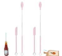 Bonseor Telescopic Spatula and Scooping Spoon, Mini Silicone Telescopic Spatula Set, Bread Cream Scraper Spatula for Kitchen and Beauty (2 Set-Pink)
