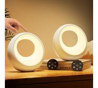 Bonsery Lot de 2 Lampe de Chevet LED Tactile à Intensité Variable avec Télécommande, Lampe de Table sans Fil avec Lumière Chaude et 256 Couleurs RVB, Fonction de Minuterie et Mémoire Veilleuse Bébé