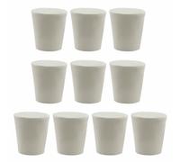 Bonsicoky Lot de 10 bouchons en caoutchouc solide - Bouchon de laboratoire conique 3# - Bouchon de laboratoire blanc pour flacon, trous de bouchon, tube à essai