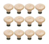 Bonsicoky Lot de 12 boutons de poignée de placard en céramique vintage rond à trou unique pour tiroir, placard, décoration, avec vis, jaune