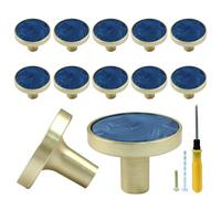 Bonsicoky Lot de 12 boutons ronds dorés pour tiroirs de commode, armoire de cuisine, porte, meubles décoratifs, bleu marine
