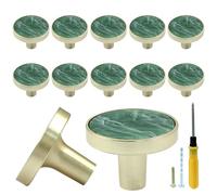 Bonsicoky Lot de 12 boutons ronds dorés pour tiroirs de commode, armoire de cuisine, porte, meubles décoratifs, vert