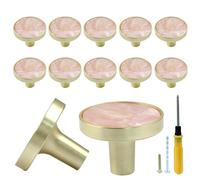 Bonsicoky Lot de 12 boutons ronds dorés pour tiroirs de commode, armoire de cuisine, porte, meubles décoratifs, rose
