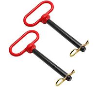 Bonsicoky Lot de 2 goupilles et clips d'attelage de remorque, 1,6 x 15,2 cm pour tracteur, camping-car, camion, bateau, voiture - Poignée rouge