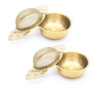 Bonsicoky Lot de 2 passoires à thé en acier inoxydable pour tasse de 6,3 à 10,2 cm, doré