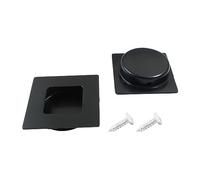 Bonsicoky Lot de 2 poignées de porte coulissantes carrées encastrées en acier inoxydable 304 pour cuisine, chambre à coucher, noir, 50 mm