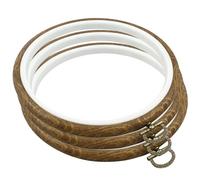 Bonsicoky Lot de 3 cercles à broder ronds de 17 cm, imitation bois pour travaux manuels, couture, suspension