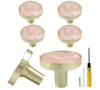 Bonsicoky Lot de 6 boutons ronds dorés pour tiroirs de commode, armoire de cuisine, porte, meubles décoratifs, rose