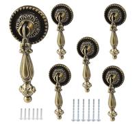 Bonsicoky Lot de 6 poignées de style antique en forme de goutte - Poignées décoratives vintage pour tiroir, commode, armoire - Bronze
