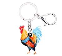 BONSNY Acrylique Coloré Poulet Porte-Clés Cadeaux pour les Femmes Animaux de Compagnie Amoureux Mignon Animaux de la Ferme Coq Bijoux pour Sac À Main de Voiture Sacs Accessoires Clés (Orange)