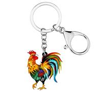 BONSNY Acrylique Coloré Poulet Porte-Clés Cadeaux pour les Femmes Animaux de Compagnie Amoureux Mignon Animaux de la Ferme Coq Bijoux pour Sac À Main de Voiture Sacs Accessoires Clés (Jaune)