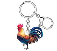 BONSNY Acrylique Coloré Poulet Porte-Clés Cadeaux pour les Femmes Animaux de Compagnie Amoureux Mignon Animaux de la Ferme Coq Bijoux pour Sac À Main de Voiture Sacs Accessoires Clés (Multi)