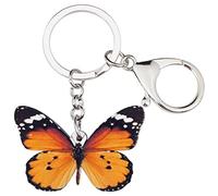 BONSNY Acrylique Floral Mignon Papillon Porte-Clés pour les Femmes Porte-Monnaie de Voiture Sacs Clés Insectes Bijoux Cadeaux Accessoires (Marron)