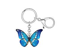 BONSNY Acrylique Floral Mignon Papillon Porte-Clés pour les Femmes Porte-Monnaie de Voiture Sacs Clés Insectes Bijoux Cadeaux Accessoires (Marine)