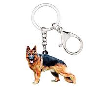 BONSNY Acrylique Mignon Berger Allemand Chien Porte-Clés pour les Femmes Clés de Voiture Sacs À Main Animaux de Compagnie Amoureux Cadeaux Accessoires (Orange)