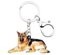 BONSNY Acrylique Mignon Berger Allemand Chien Porte-Clés pour les Femmes Clés de Voiture Sacs À Main Animaux de Compagnie Amoureux Cadeaux Accessoires (Jaune)