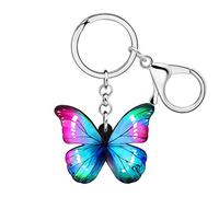 BONSNY Acrylique Mignon Papillon Porte-Clés Pour les Femmes Dames Insectes Bijoux pour les Clés de Voiture Porte-Monnaie Sac À Main Accessoires (Multi)