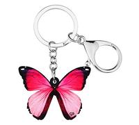 BONSNY Acrylique Mignon Papillon Porte-Clés Pour les Femmes Dames Insectes Bijoux pour les Clés de Voiture Porte-Monnaie Sac À Main Accessoires (Rouge)