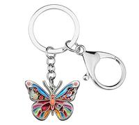 BONSNY Alliage d'émail Adorable Papillon Insecte Bijoux Porte-clés pour Femmes Anneaux de clés de voiture Sac à main Cadeaux Accessoires Charms (Multicolore)