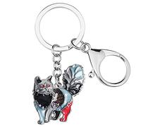 BONSNY Alliage d'Émail Chat Mignon Animaux de Compagnie Porte-Clés Chaton Amoureux Bijoux Cadeaux pour les Femmes Porte-Monnaie de Voiture Clés Sac À Main Accessoires (Gris)