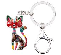 BONSNY Alliage d'Émail Chat Mignon Chaton Porte-Clés Animaux de Compagnie Bijoux pour les Femmes Clés de Voiture Porte-Monnaie Sac À Main Cadeaux Accessoires (Multicolore)