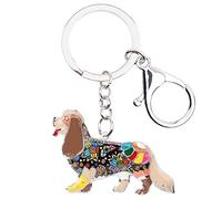 BONSNY Alliage d'Émail Mignon Cavalier King Charles Spaniel Chien Porte-Clés pour les Femmes Filles Voiture Porte-Monnaie Clés Chien Animaux de Compagnie Bijoux Cadeaux Accessoires (Marron)